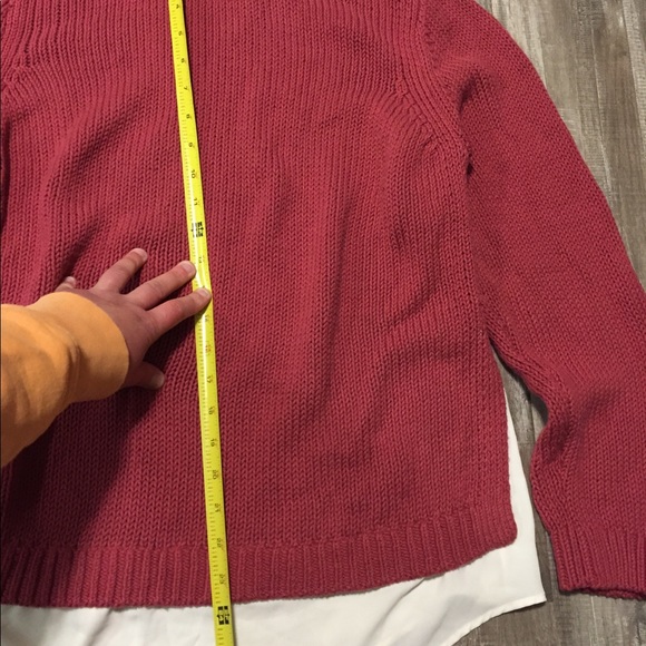 LOFT Pink Knit Sweater with Cream Color Shirt Tail - Picture 8 of 8